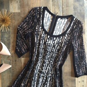 NIC+ZOE Black and Cream Patterned Midi Dress